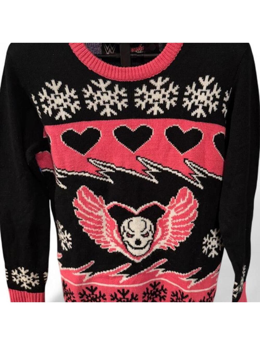 WWE x Mache Custom Kicks Shawn Michaels HBK Sweater Medium Pink Black Skull Used